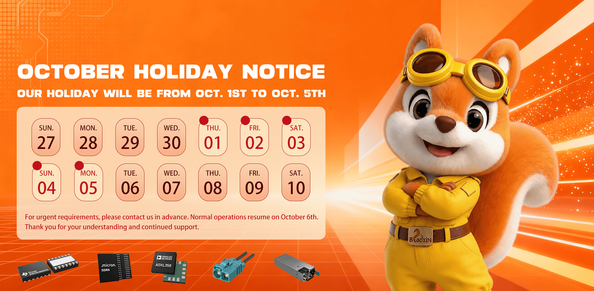 G.A. Group October 2026 Holiday Notice 压缩